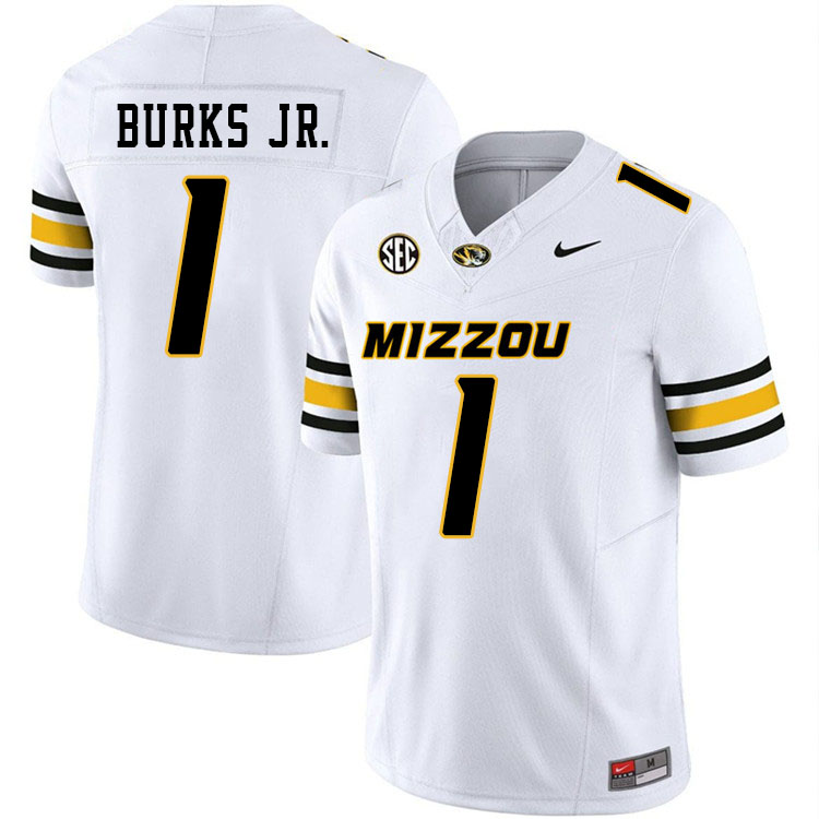 Men #1 Marvin Burks Jr. Missouri Tigers College Football Jerseys Stitched-White